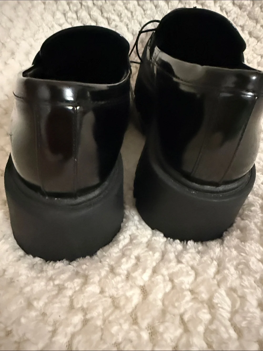 NWT Women’s 8 Madden New York City Lug Sole Coin Black Patent Loafer Cottagecore
